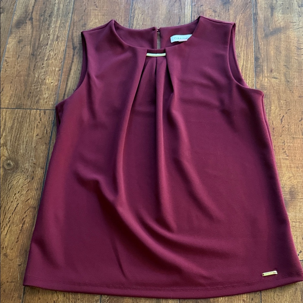 Calvin Klein Burgundy Sleeveless Blouse